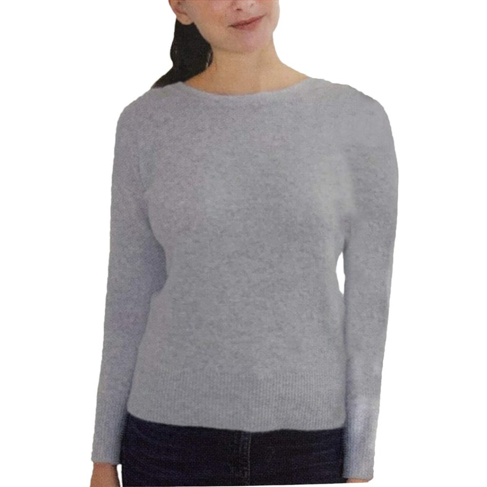 Ellen Tracy Women Pullover Crew Neck Sweater Top Size Medium Stone Grey Heather